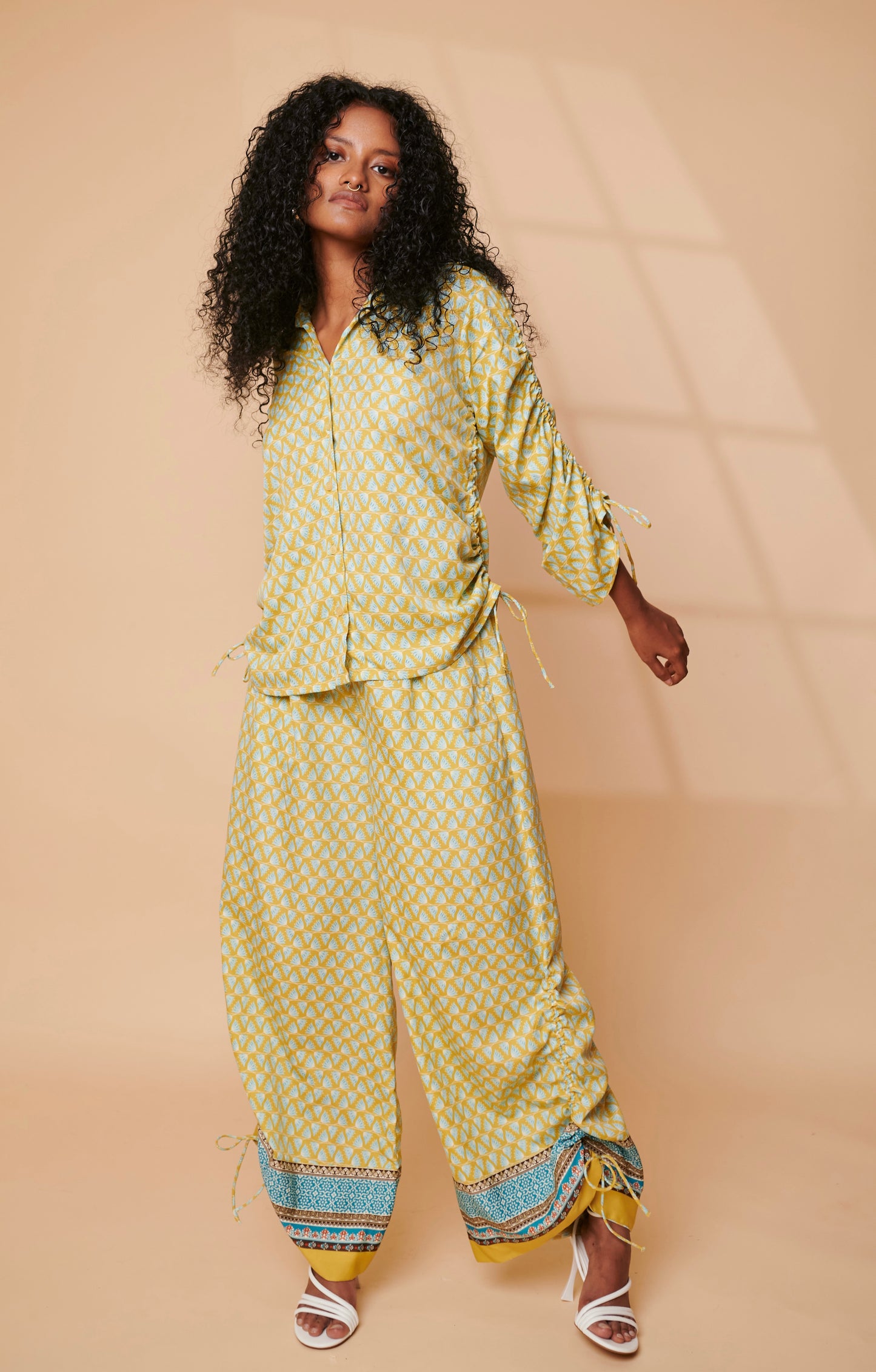 Lime garden ruched shirt