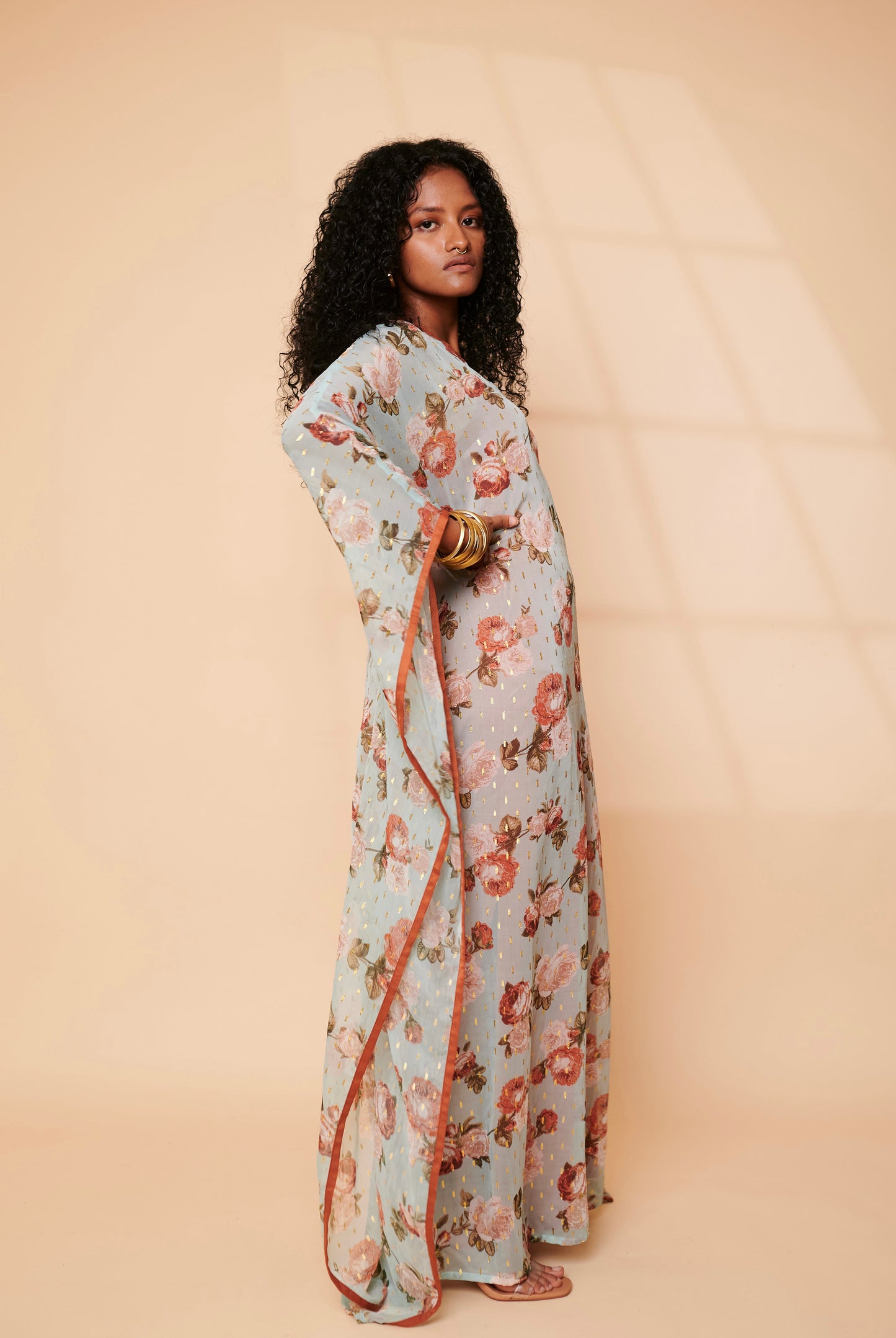 Aqua floral easy breezy Kaftan