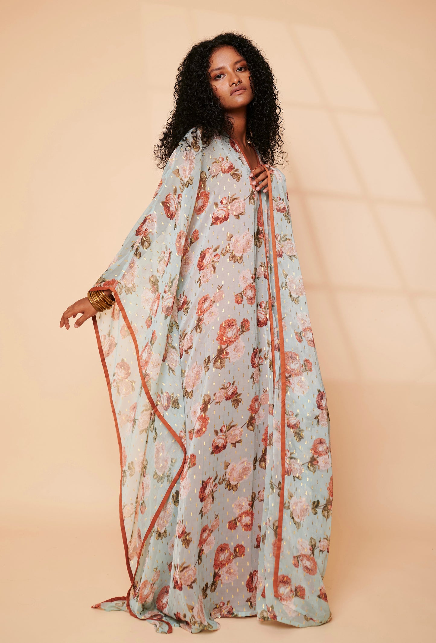 Aqua floral easy breezy Kaftan