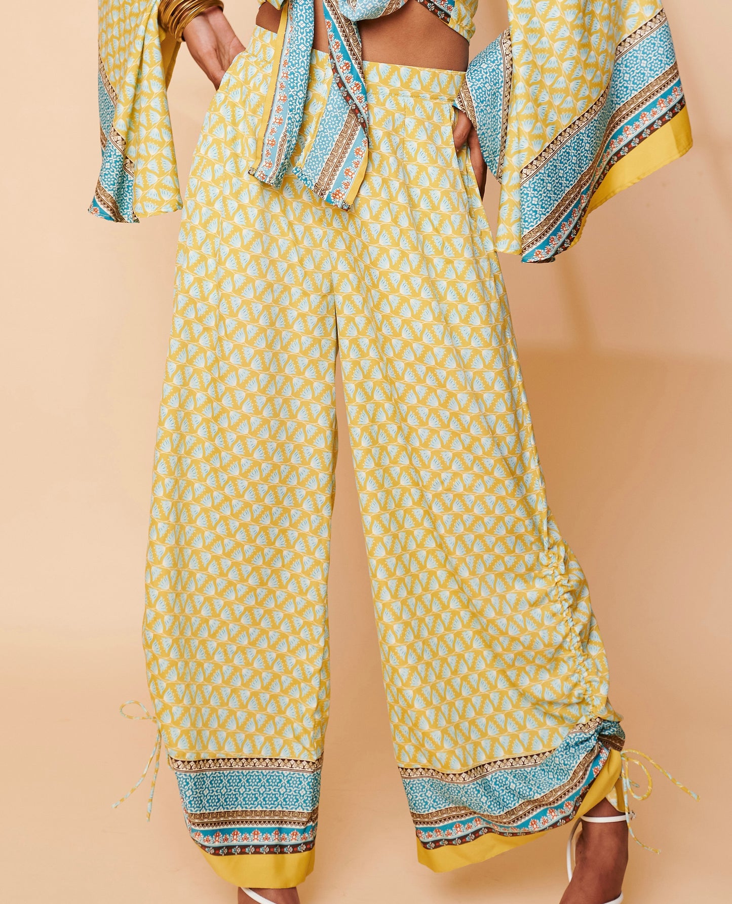 Lime garden ruched pants
