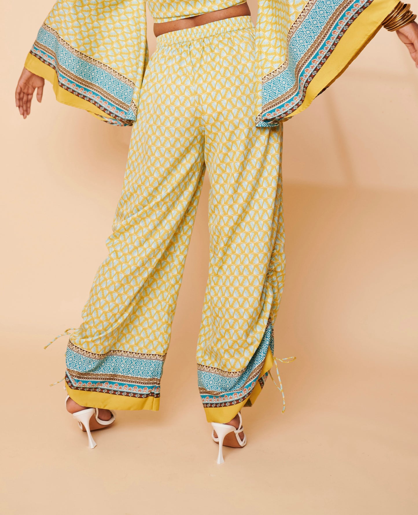 Lime garden ruched pants