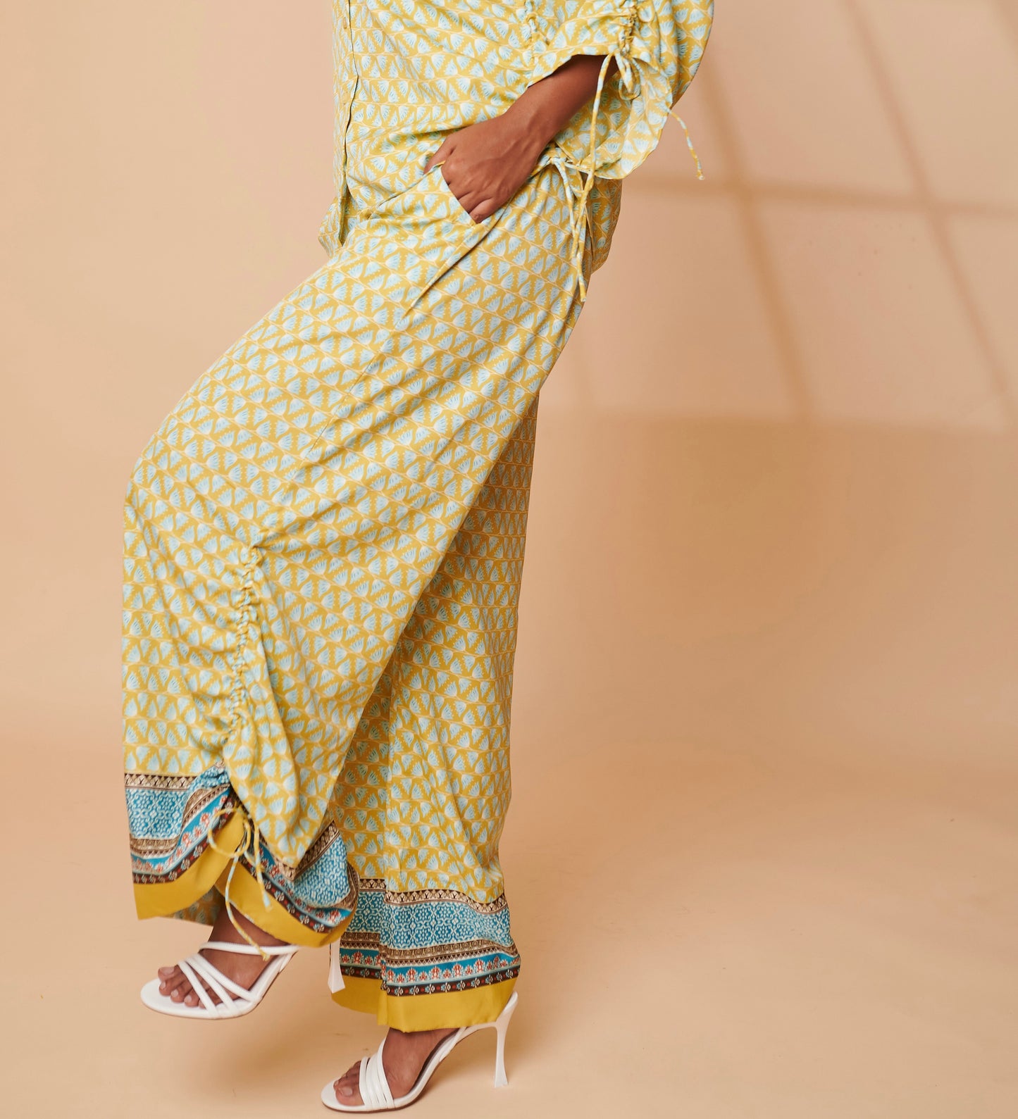 Lime garden ruched pants