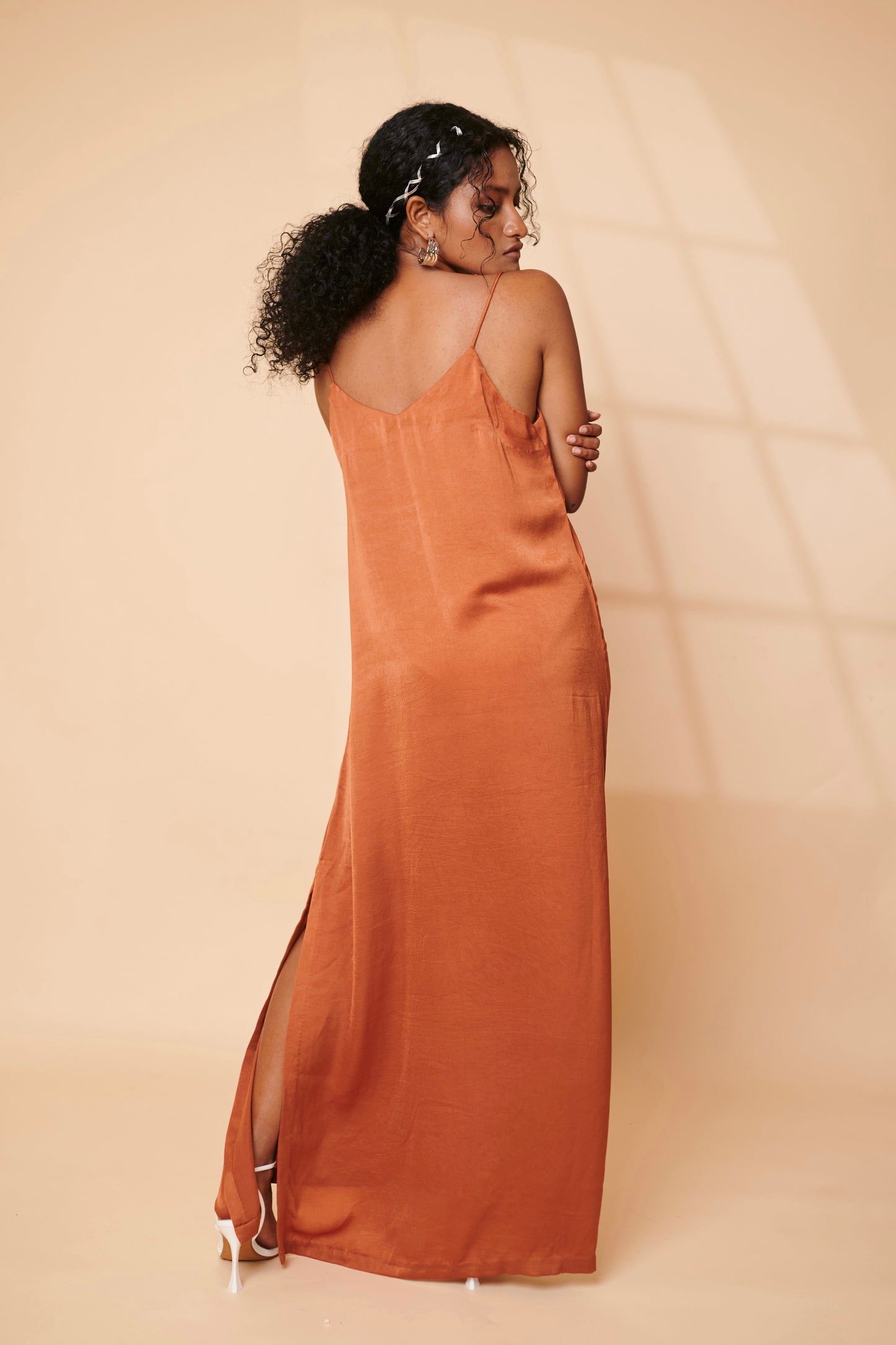 Rust slip dress