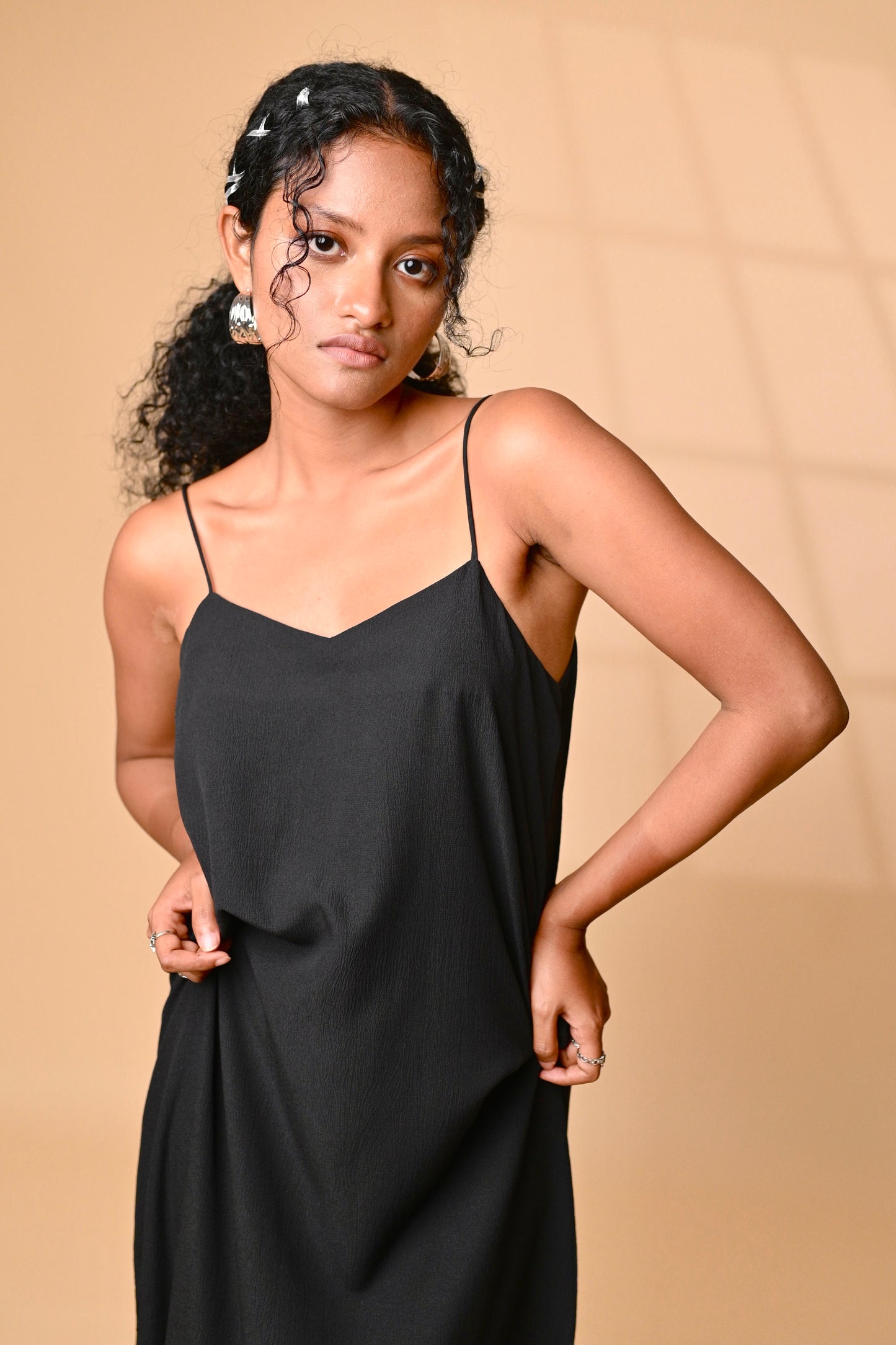 Onyx black slip dress